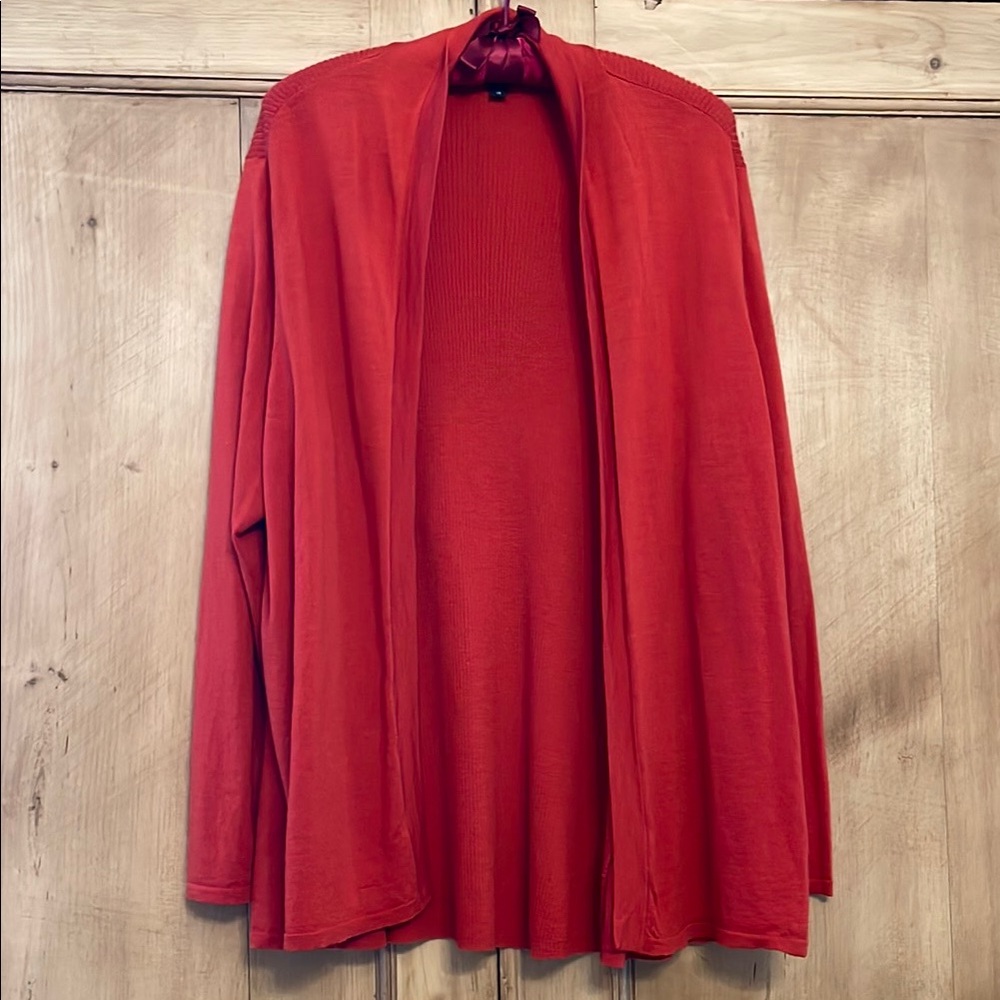 Eileen Fisher Burnt Orange Open Front Wool Cardigan